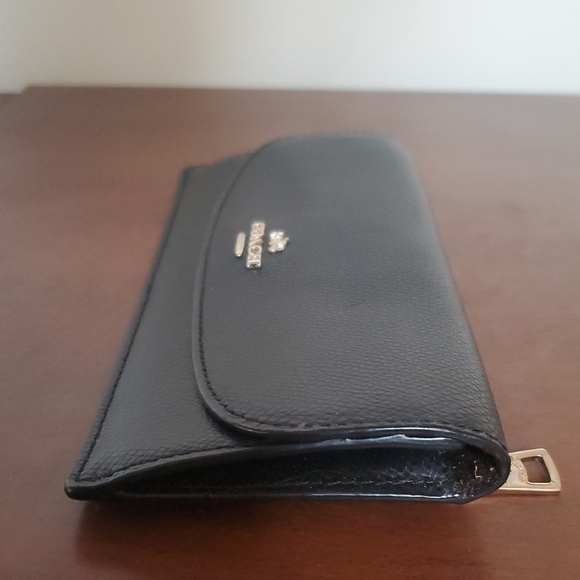 Coach Dark Leather Clutch with Gold Accent - Picture 6 of 8